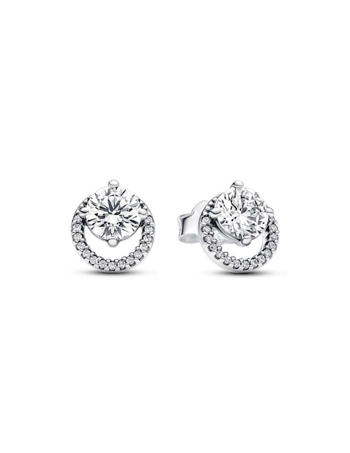 Aretes redondos Pandora Timeless de plata P 925 con acabado brillante zirconia cúbica