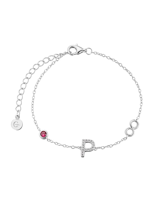 Pulsera Carmela Mía de plata P 925 Letras con acabado baño de oro blanco
