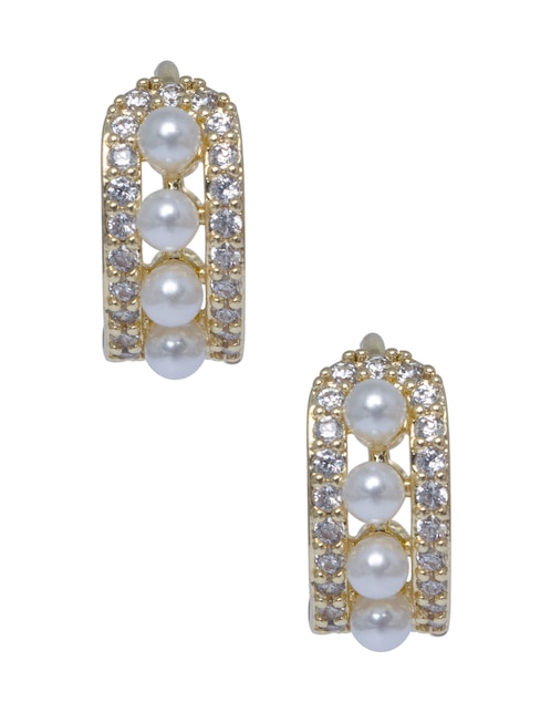 Aretes circulares Westies con acabado brillante perla