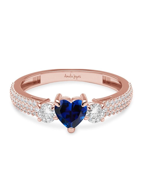Anillo de corazón 14 k de oro zirconia brillante 1