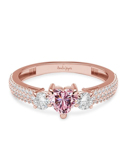 Anillo de corazón Amelie Joyas 14 k de oro zirconia brillante