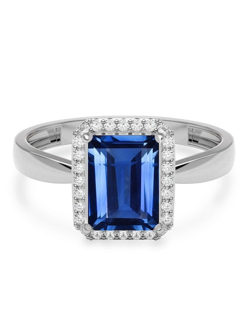 Anillo rectangular 14 k de oro zirconia brillante 1
