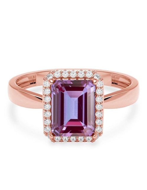 Anillo rectangular 14 k de oro zirconia brillante 1