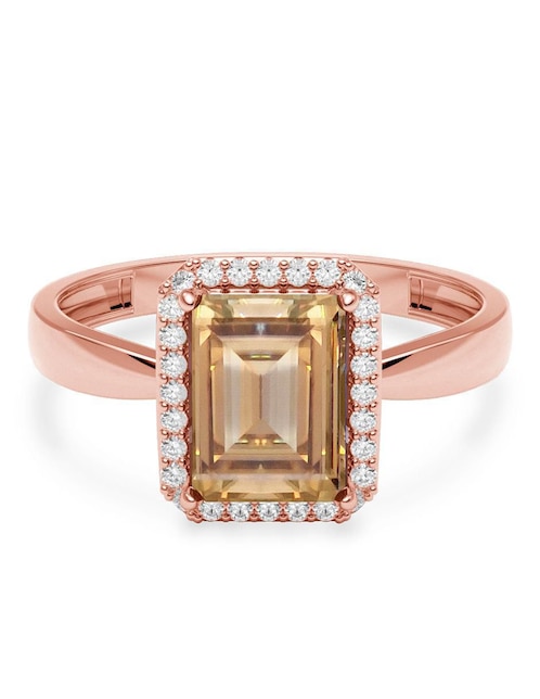 Anillo rectangular Amelie Joyas 14 k de oro zirconia brillante