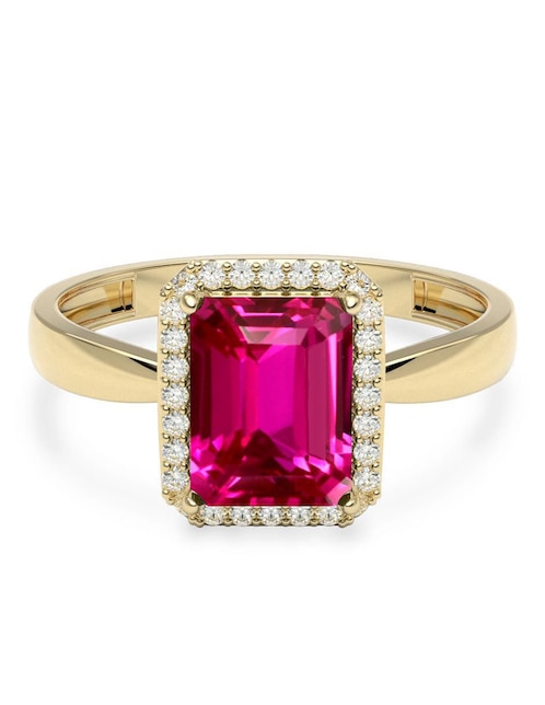 Anillo rectangular Amelie Joyas 14 k de oro zirconia brillante