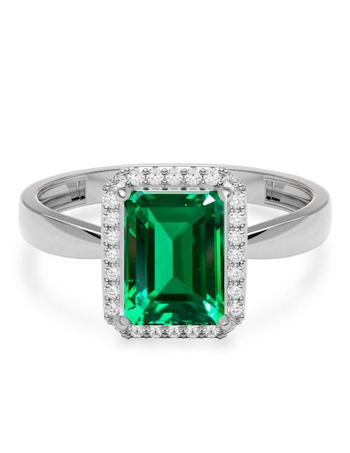Anillo rectangular 14 k de oro zirconia brillante 1