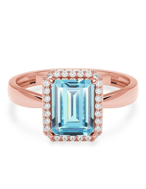 Anillo rectangular Amelie Joyas 14 k de oro zirconia brillante