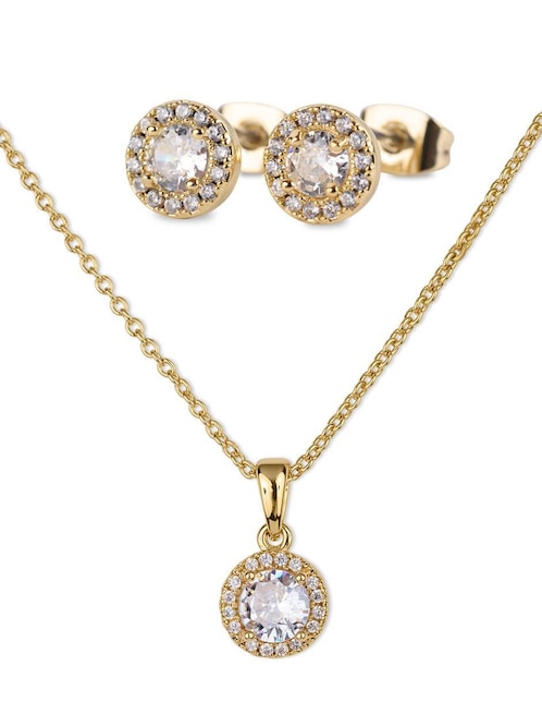 Aretes y collar "de (si aplica)" circular luckyly joyería sin temática "de" latón 14 k zirconia cúbica