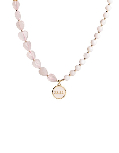 Collar de corazón Piedra de Luna Manifestando de oro 14 k