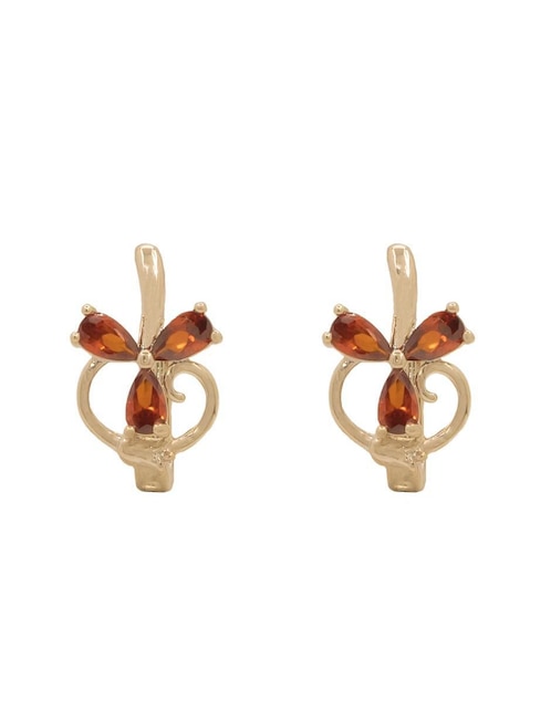 Aretes de flor Oro Angelus con acabado brillante zirconia