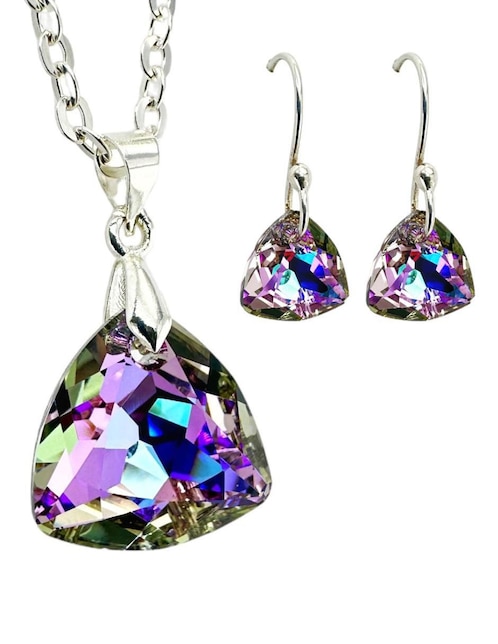 Aretes y collar "de (si aplica)" triangular zvezda trilliant sin temática "de" plata p 925 cristal