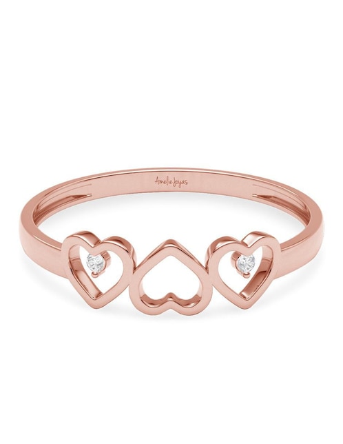 Anillo de corazón 14 k de oro zirconia brillante 1