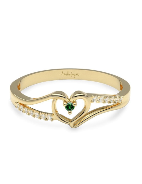 Anillo de corazón Amelie Joyas 14 k de oro zirconia brillante