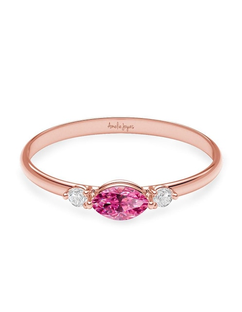 Anillo 10 k de oro zirconia brillante 1