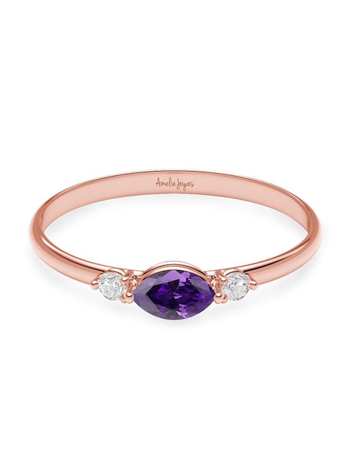 Anillo de rombo Amelie Joyas 10 k de oro zirconia brillante