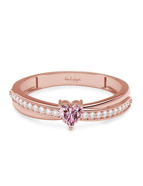 Anillo de corazón Amelie Joyas 14 k de oro zirconia brillante