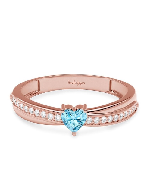 Anillo de corazón 14 k de oro zirconia brillante 1