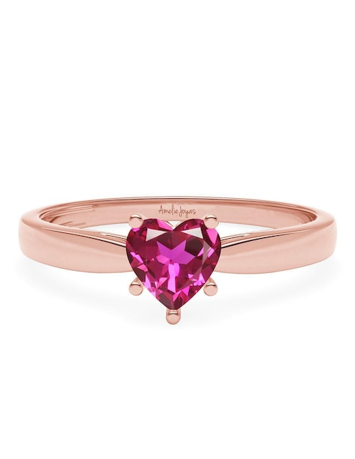 Anillo de corazón Amelie Joyas 14 K de oro zirconia