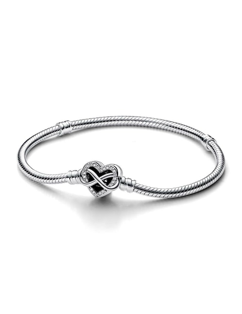 Brazalete Pandora de plata con zirconia cúbica p 925 con acabado pulido