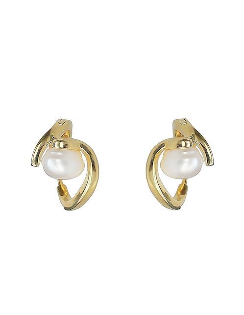 Aretes de esfera Sofia Blum de plata P 925 con acabado baño de oro perla