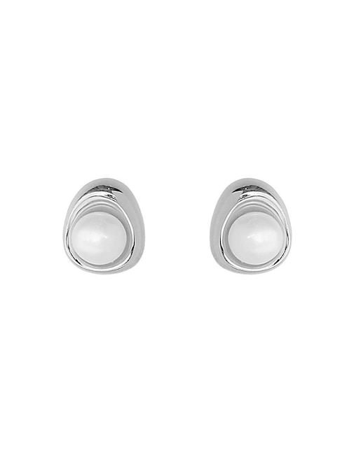 Aretes triangulares Sofia Blum de plata P 925 con acabado baño rodio perla