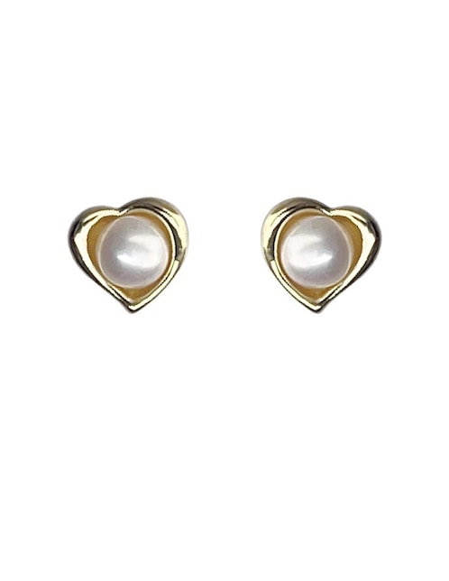 Aretes de corazón Sofia Blum Mujer de plata P 925 con acabado baño de oro perla