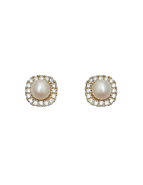 Aretes cuadrados Sofia Blum Mujer de plata P 925 con acabado baño de oro perla