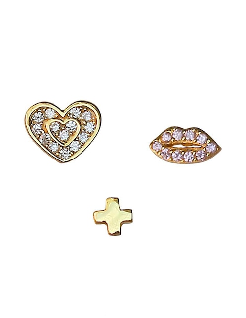 Set de aretes Sofia Blum de plata P 925 con acabado baño de oro circonita