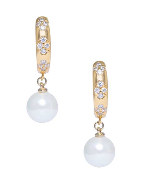 Aretes redondos Westies con acabado brillante perla