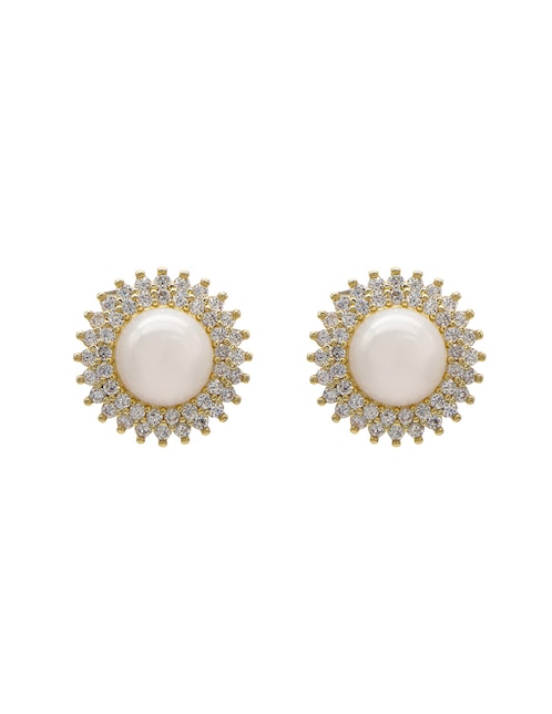 Broqueles circulares con acabado pavé perla 1