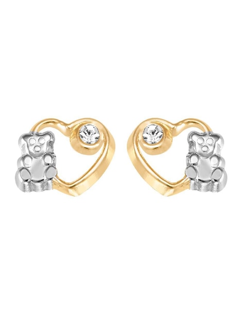 Broqueles de corazón de oro con acabado brillante zirconia Broqueles de corazón de oro con acabado brillante zirconia