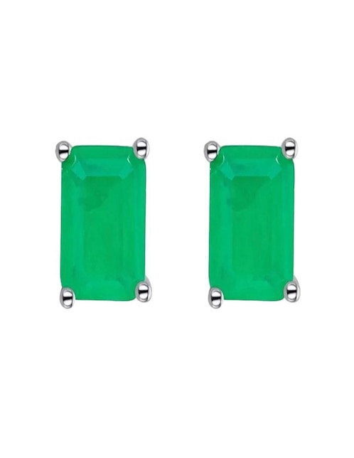 GLADKOVA JOYERÍA Broqueles rectangulares Gladkova Joyería de plata P 925 con acabado baño rodio esmeralda