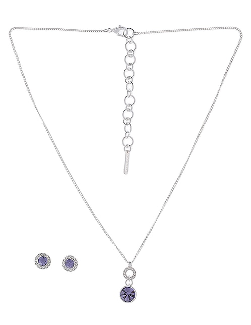 Aretes y collar circular Nine West cristal