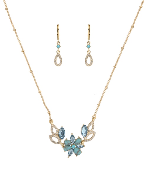 Aretes y collar de flor Anne Klein Magnolia cristal