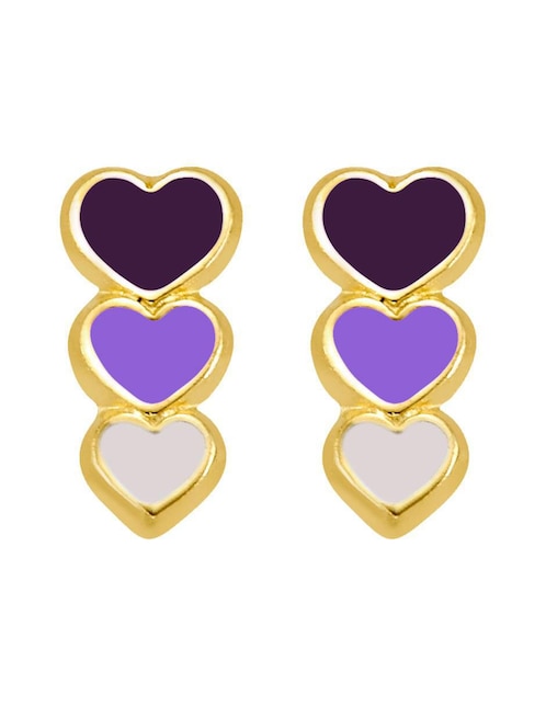 Broqueles de corazón Oro Angelus de oro con acabado esmaltado