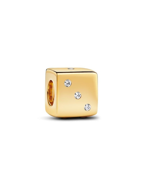 Charm de dado Pandora moments de plata 14 K