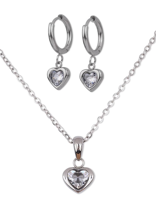 Aretes y collar "de (si aplica)" corazón luckyly set de joyería sin temática "de" acero inoxidable sin kilataje zirconia cúbica