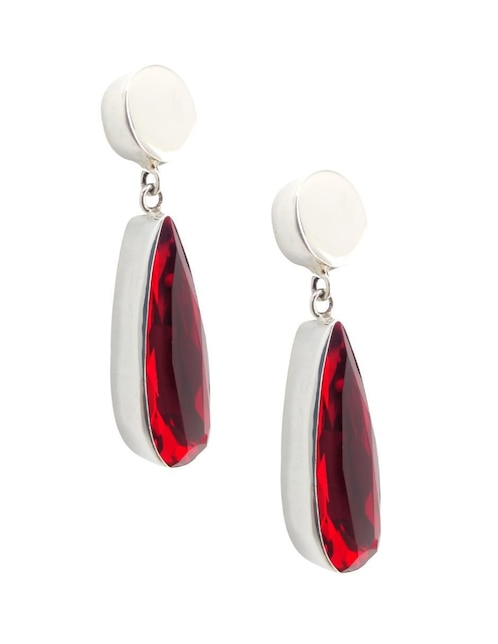 Aretes de gota Zvezda de plata P 925 con acabado brillante cristal