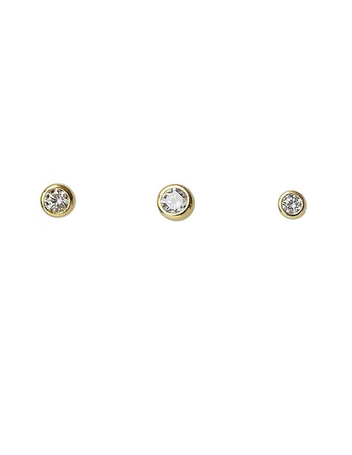 Set de aretes circulares Sofia Blum de plata P 925 con acabado chapa de oro circonita