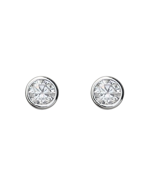 Broqueles circulares Sofia Blum de plata P 925 con acabado baño rodio circonita