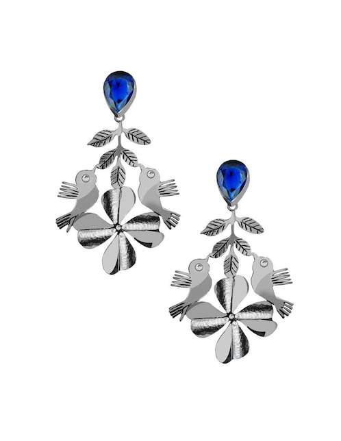 Aretes de colibrí Enrique Garcia Frida de plata P 925 con acabado plateado swarovski