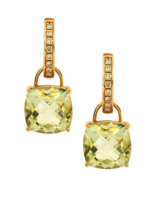Huggies cuadrados Gladkova Joyería de oro amarillo 14 K acabado brillante amatista