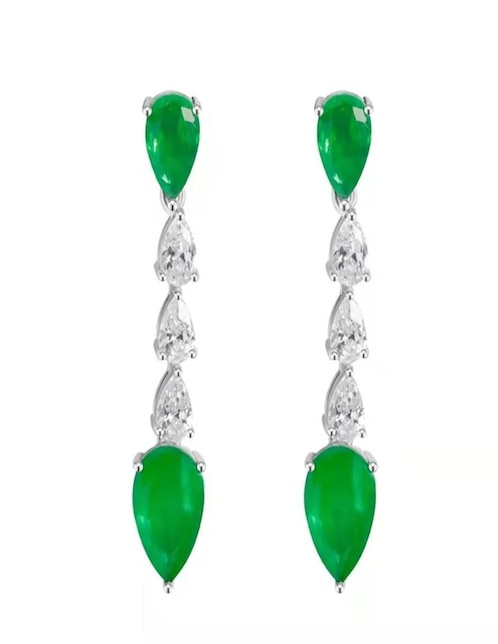Aretes de gota Gladkova Joyería de plata P 925 con acabado plateado esmeralda