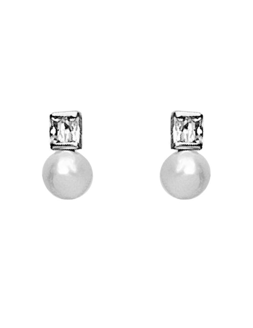 Aretes circulares Sofia Blum de plata P 925 con acabado baño rodio perla