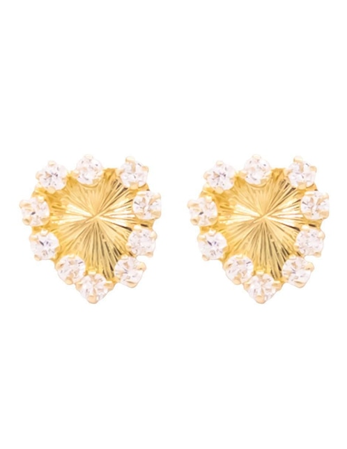 Broqueles de corazón Oro Angelus de oro con acabado brillante zirconia