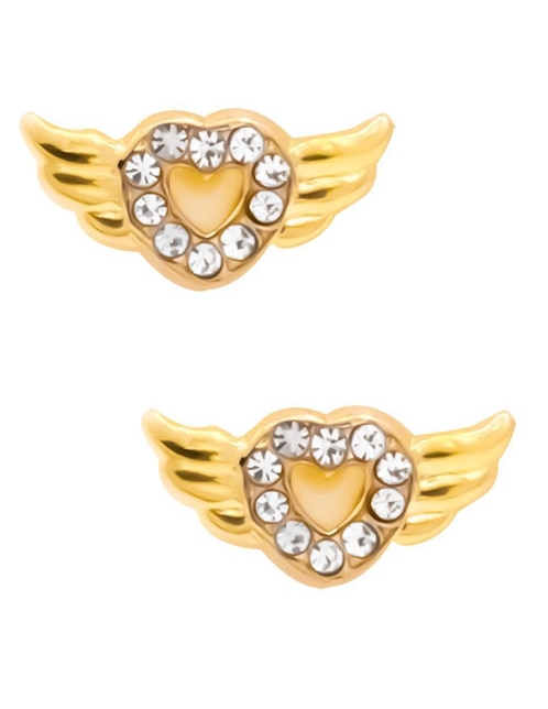 Broqueles de corazón Oro Angelus de oro con acabado brillante zirconia