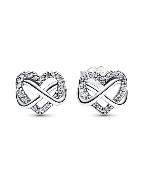Imagen de producto Broqueles de corazón Pandora Moments de plata P 925 con acabado brillante zirconia cúbica