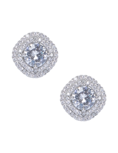 Aretes cortos circulares Westies acabado brillante zirconia