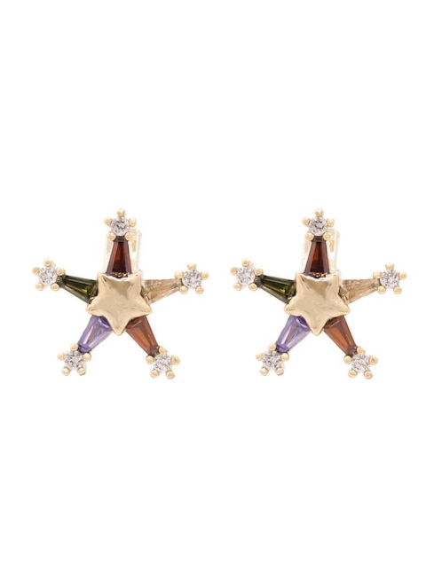 Aretes de estrella Oro Angelus con acabado brillante zirconia
