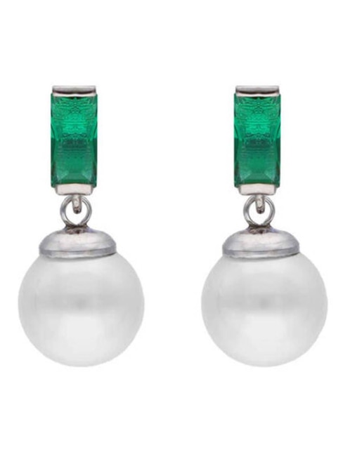 Aretes circulares España Selene de plata P 925 con acabado lustre perla
